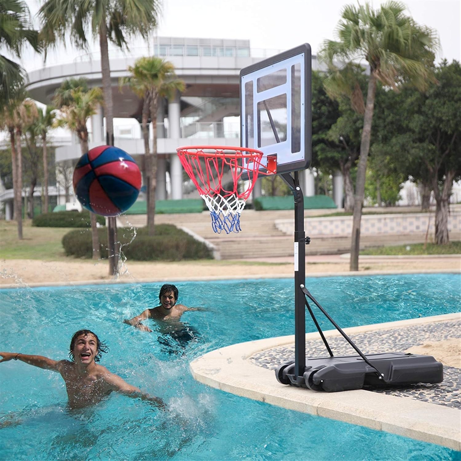 RICHU Basketball Hoop Stand, Portable Movable PVC Transparent Backboard Basketball Stand (Basket Adjustment Height 45''-53'') Maximum Applicable for 7# Ball : Sports & Outdoors