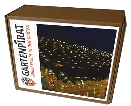 LED Lichternetz 2x2m 160 LED Lichterkette Netz 2 x 2 m warmweiß Kabel grün innen außen