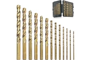 AIMLENTOOL 13Pcs Cobalt Drill Bit Set, M35 HSS, SAE (1/16" - 1/4"), 135° Tip, Twist Jobber Length Drill Bit Kit for Hardened Metal, Stainless Steel, Cast Iron, Plastic and Wood, Indexed Storage Case
