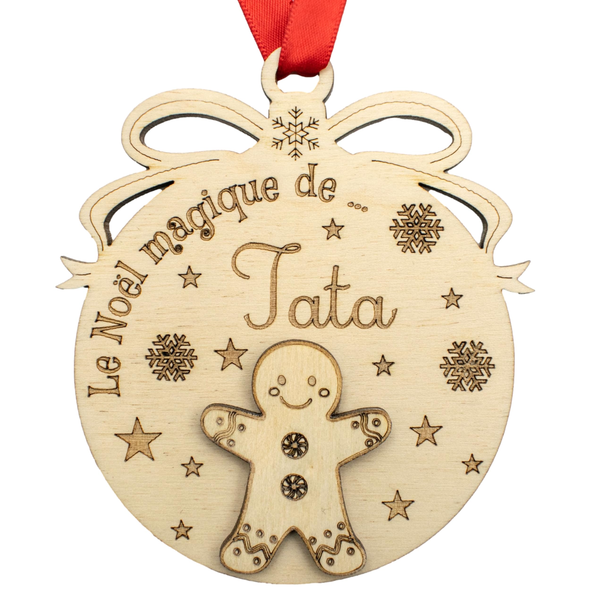 ERNESTINE - Personalised Tonton Christmas Ball - Uncle and Aunt - Uncle and Aunt - Uncle and Aunt - Uncle and Aunt - Wooden TONTON Unique Christmas Gift, Customisable Traditional Tree Baubles -