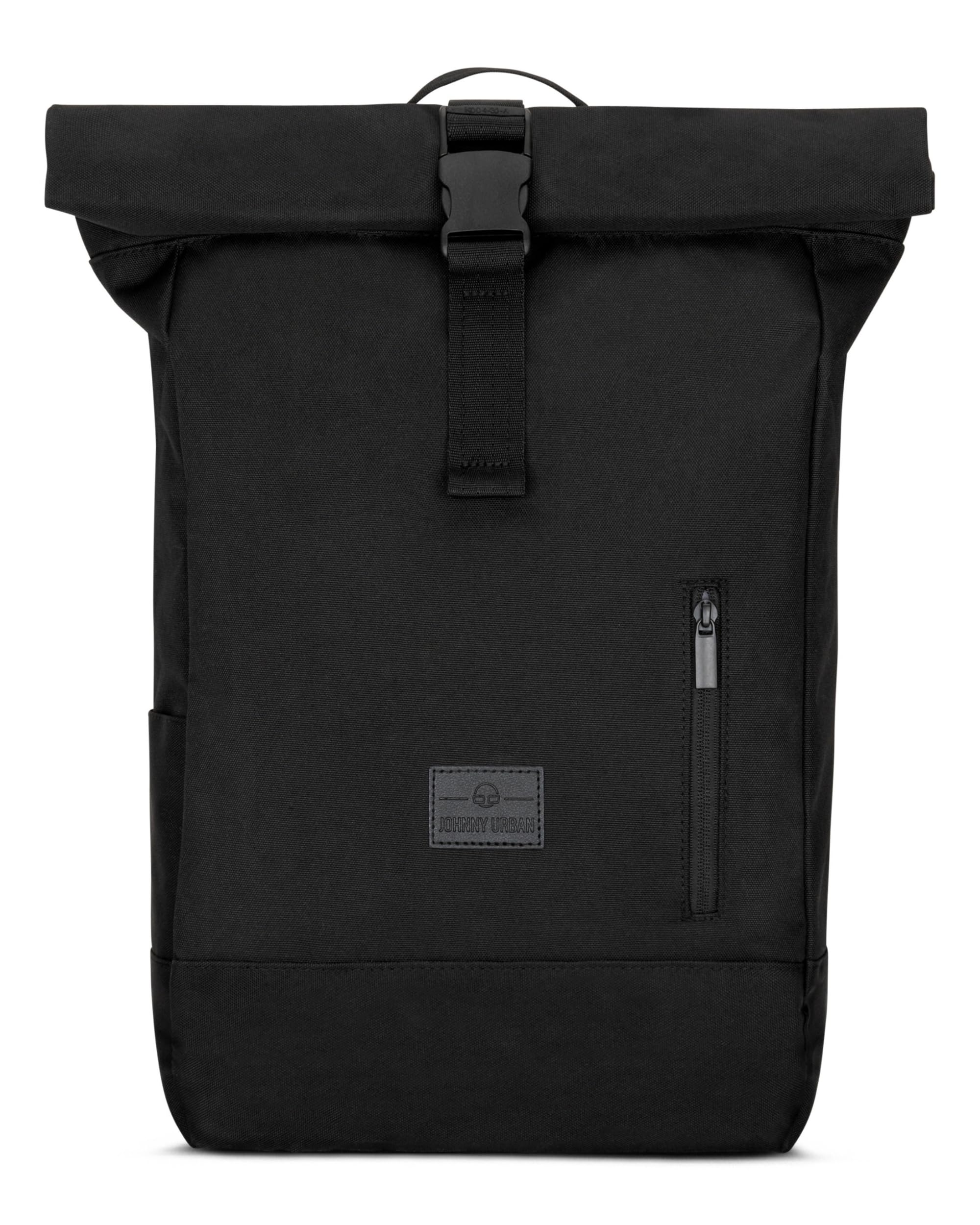 Johnny Urban Roll Top Backpack Women & Men Black - Robin Medium - Durable Rolltop Daypack - Casual Rucksack Day Bag - 16 Inch Laptop Compartment - Water-Repellent
