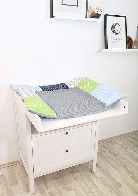 ULLENBOOM ® Bezug für Wickelauflage Elefant Blau Grün (85x75 cm Wickelauflagenbezug, Baby Wickelunterlage aus Baumwolle, Moti