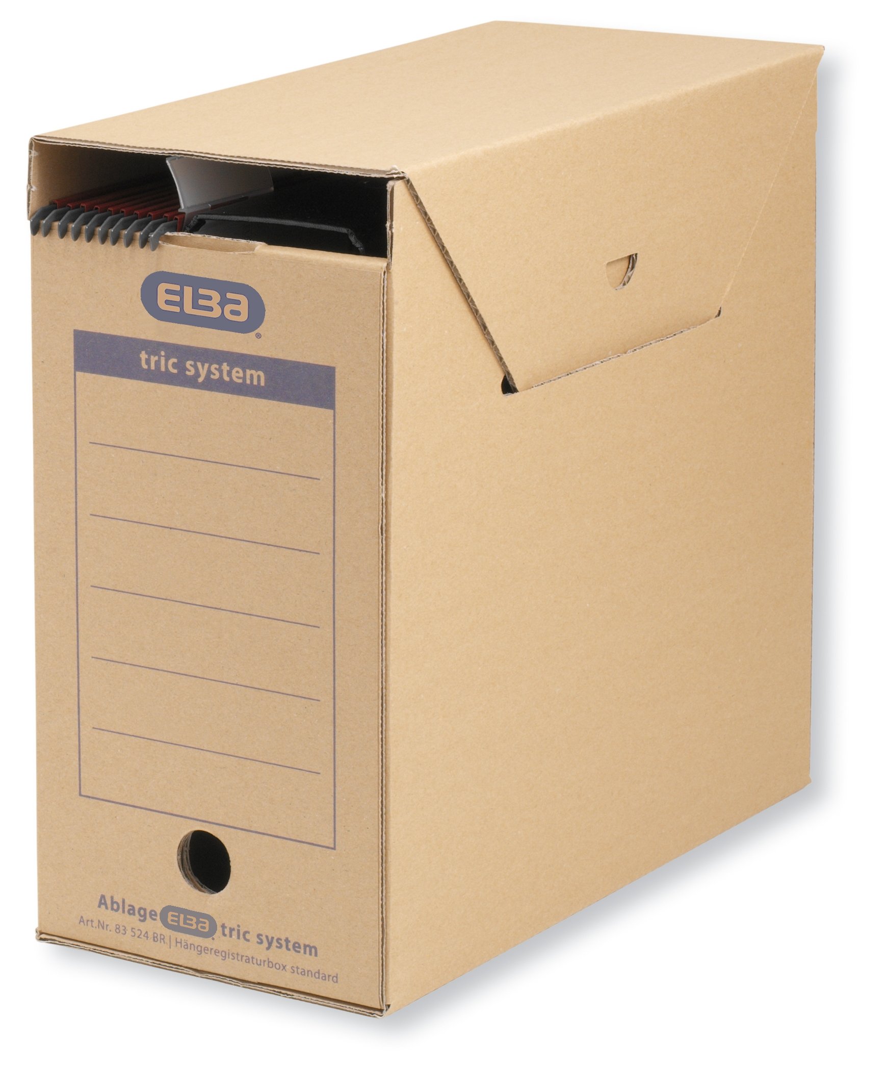 Elba Standard 83524 Hanging Filing Box for Systematic Filing with Tabs Tric System 6 Piece Set Natural Brown
