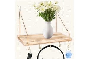 KJSEPHITELIAN Cubicle Shelf For Fabric Walls With Hooks：12x6.0in Wooden Cubicle Shelf Hanging Organizer Gold Shelves For Office Accessories Office Stylish Ations cubical Decorations For Women Desk work storage