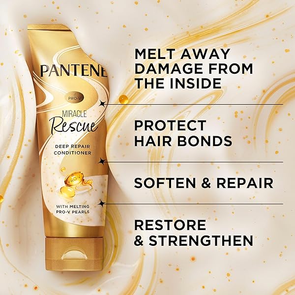 PANTENE MIRACLE RESCUE DEEP CONDITIONER – MELTING PRO-V PEARLS FOR DRY, DAMAGED OR COLOR-TREATED HAIR, SOFTENS AND REPAIRS, 8.0 OZ