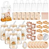 Zeyune 6 Sets Baby Shower Prizes for Wedding Bridal Shower Gifts Party Favors Including Glass Notebooks Ballpoint Pen Mirror Hairpins Hair Bands Gift Bag Thank You Cards(Orange,Autumn)