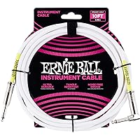 Ernie Ball 6049EB Straight/Angle Instrument Cable White 10'