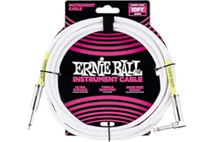 Ernie Ball 6049EB Straight/Angle Instrument Cable White 10'