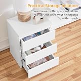 Yaheetech Bedside Table 3 Drawers White 35x45x60.5 cm Nightstand view 5