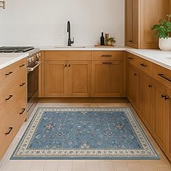Washable Blue Rugs for Entryway Indoor - 3x5 Throw