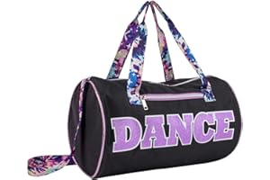 MADISON & DAKOTA Dance Duffle Bags for Dancers, Girls, Teens, and Student Athletes, Fun Dance Workout Duffel Bag for Girls and Boys (Black)