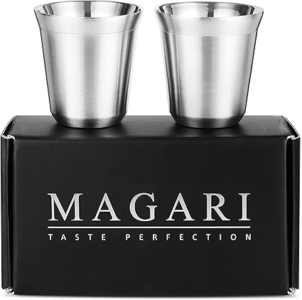 Edelstahl Espresso Tassen Satz Mit 2 Doppelwandigen 160 Ml Kaffeeglasern Elegantes Geschenk Fur Kenner Unzerbrechlich Kein Metallgeschmack Mokkatassen Halten Ein Leben Lang Thermisch Isoliert Amazon De Kuche Haushalt