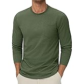 Cotrasen Men's Long Sleeve Tee Shirts Cotton Crew Neck Pocket T Shirts Moisture Wicking Soft Casual Basic Tshirts