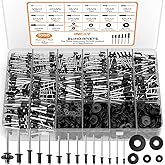 INCLY 1000PCS Pop Rivets Assortment Kit, 14 Sizes Black Rivets for Metal 3/32" 1/8" 5/32" 3/16" 1/4" and 5 Sizes 304 Stainles