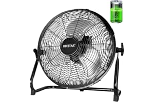 BEESTAR Rechargeable Floor Fan, 12-Speed Battery Operated, 15600mAh, 48-Hour Runtime, 360° Tilt, Metal Blade (16 INCH)