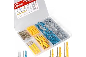 230 Pcs Drywall Anchors and Screws Assortment Kit, 115 Plastic Wall Anchors and 115 Philips Flat Head, 5 Sizes Galvanized Scr
