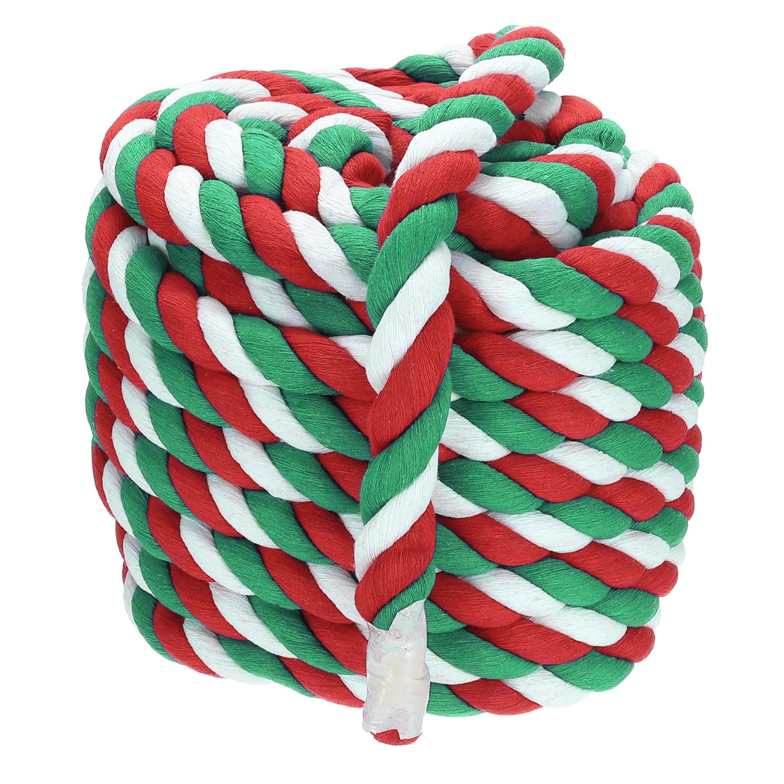 PATIKIL 1 Inch x 50 Feet Natural Twisted Cotton Rope 3 Strand Strong Thick Cotton Rope Tug of War Rope for Railings Crafts Games Home Decor, Red Green White