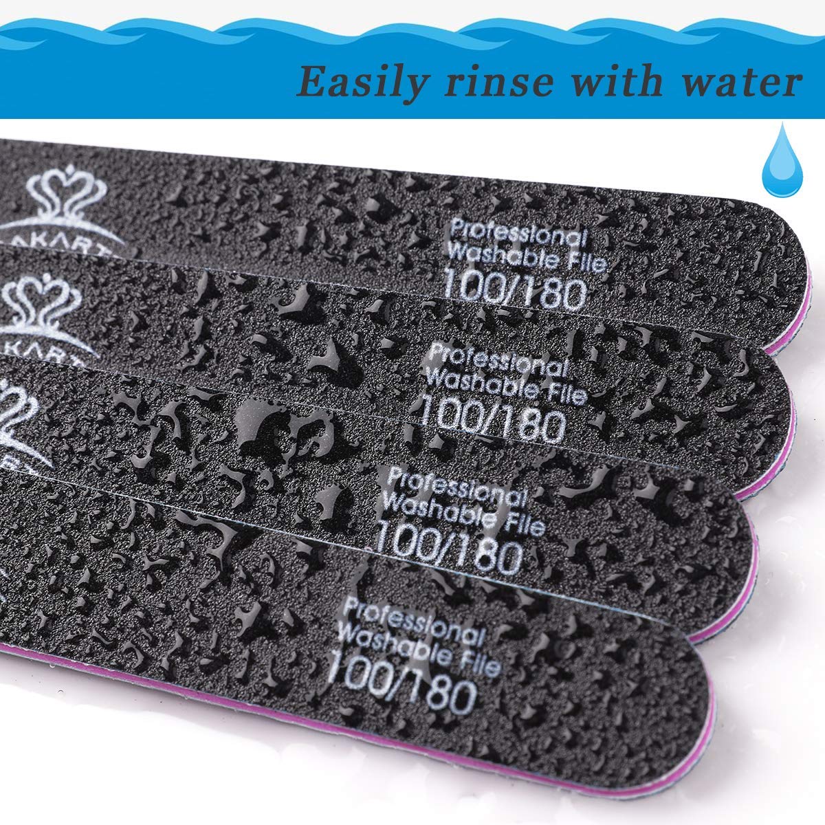 MAKARTT Nail Files 100 180 Grit for Poly Nail Extension Gel Acrylic Nails Files Double Sided Black Washable 10 Nail File Set Manicure Tools F-01 : Beauty