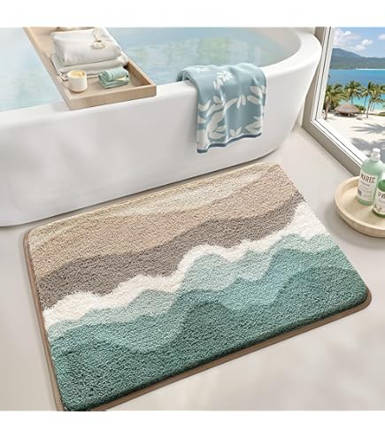 Tapis De Salle De Bain Corail Orange En Microfibre à Mémoire De Forme