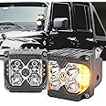 MOVOTOR Side Shooter Led Lights, IP68 Waterproof LED Pods with Separate Solid & Strobe Amber Dual Side Cube Driving Lights Compatible with Truck Jeep Motorcycle ATV SUV 4x4