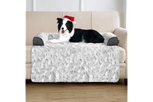 blunique Calming Large Dog Bed for Couch, 41 x 37 inch Removable Couch Cover for Dogs Washable, Non-Slip Fluffy Plush Dog Sofa Mat for Furniture Protector - Grey
