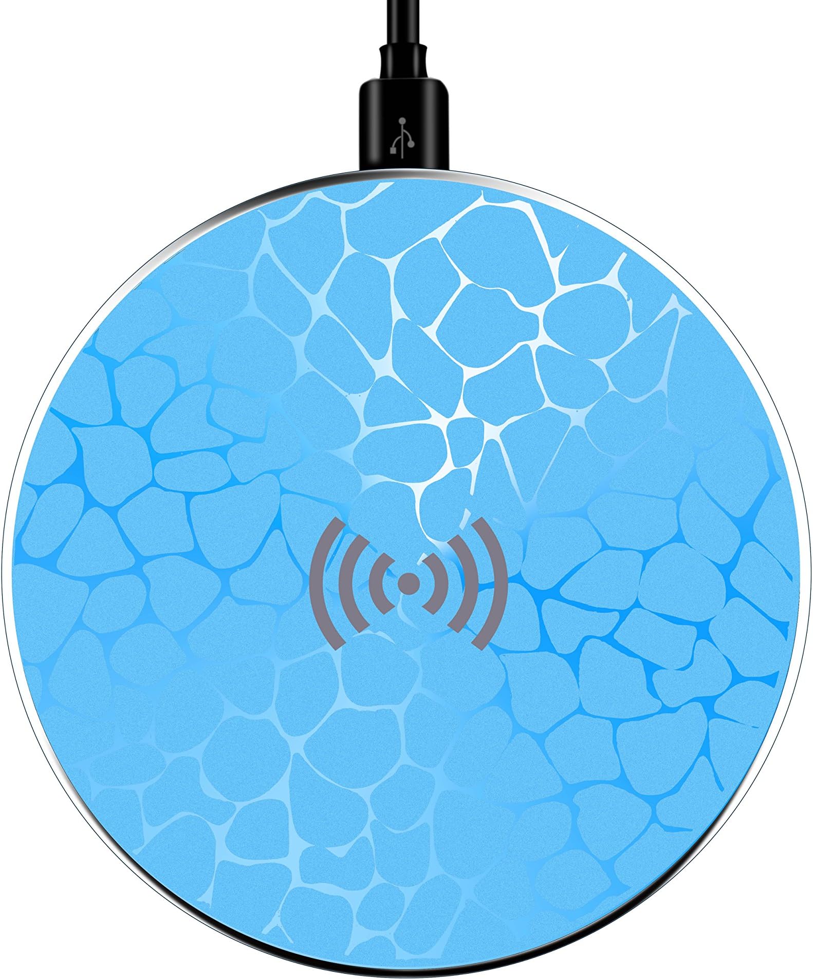 Wireless Charger, Dessa QI Standard Wireless Charging Pad for iPhone X iPhone 8 Plus iPhone 8 and Samsung Galaxy Note 8 S8 S8 Plus S7 Edge S7 S6 Edge Plus Note 8 Note 5 and More (Blue)
