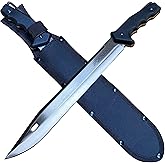 15.75" Bowie Machete【Long Knife Type】 Fixed Blade Camping Knife - FullTang 58HRC High Carbon Steel Blades with Nylon Scabbard