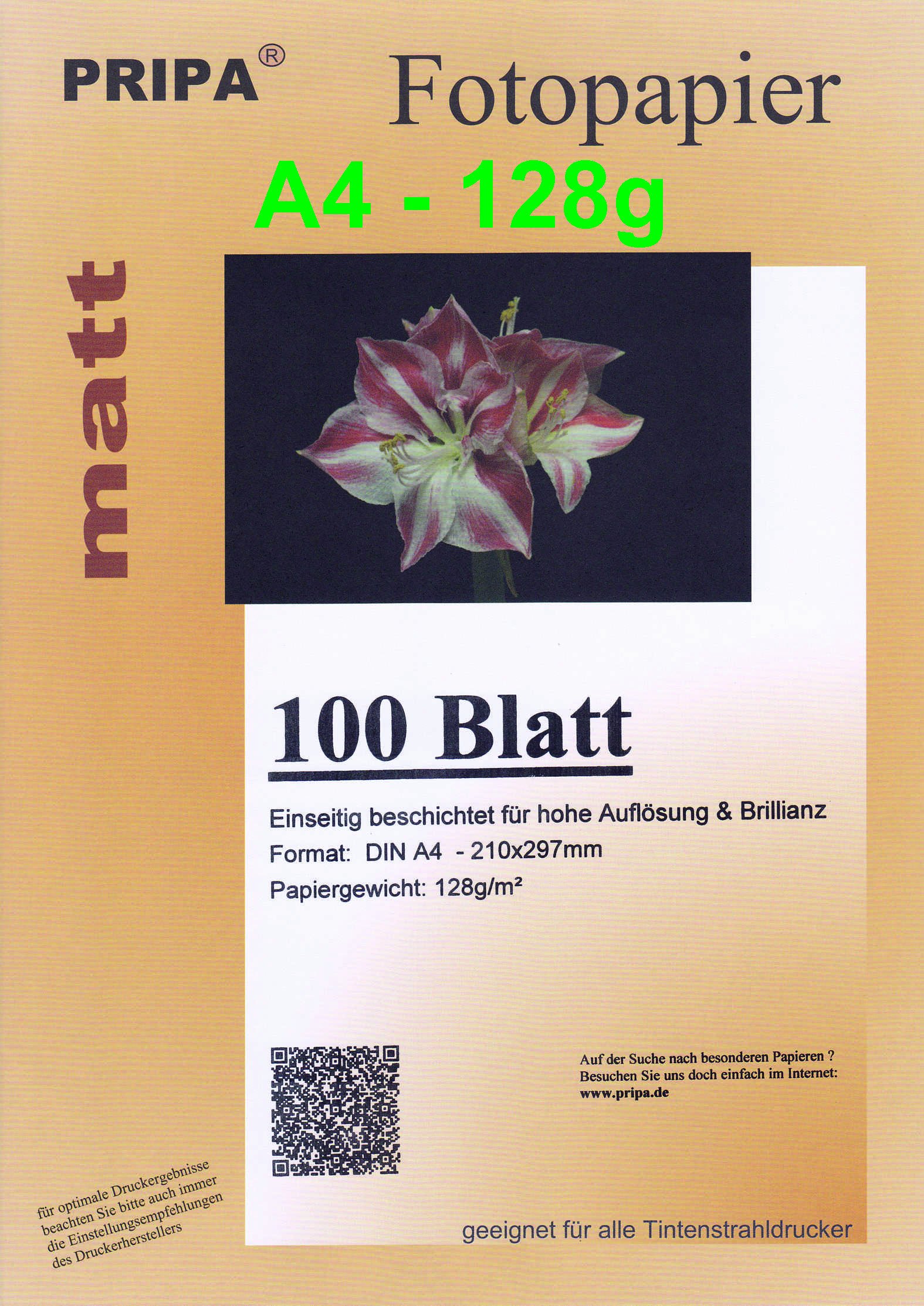 matte Photo Paper 128g -100Blatt -A4