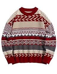 Flygo Men's Vintage Grandpa Sweater Crewneck