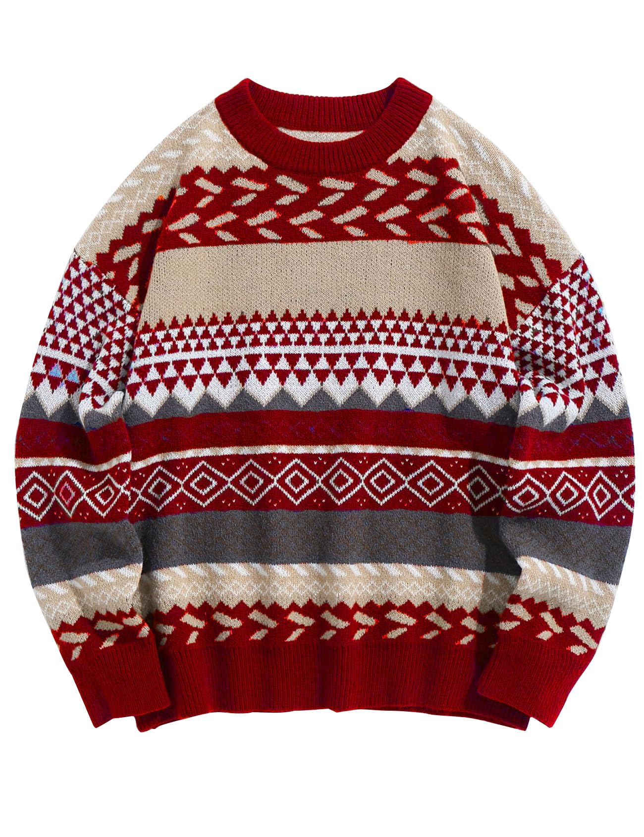 Flygo Men's Vintage Grandpa Sweater Crewneck