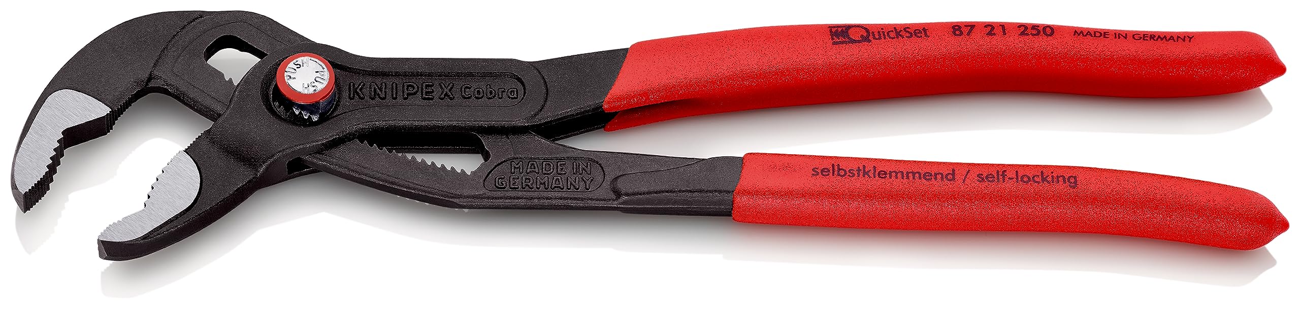 KNIPEX Cobra QuickSet Hightech-Wasserpumpenzange mit rutschhemmendem Kunststoff überzogen 250 mm, 87 21 250 2