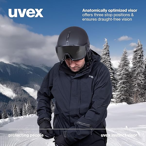 UVEX INSTINCT VISOR – ADJUSTABLE SKI & SNOWBOARD HELMET WITH INTEGRATED VISOR FOR WOMEN & MEN – BLACK MATTE – EXTRA LARGE