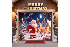 TTCHANG 8 X 7 Ft Christmas Garage Door Cover Banner, Christmas Garage Door Backdrop Decoration, Large Backdrop Cover, Large Banner for Indoor Outdoor Wall Decoration