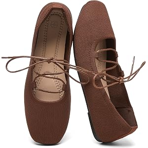 FINIWOR Ballet Flats for Women Lace Up Mary Jane Shoes | comfortable wide toe flats, memory foam shoes for casual work daily