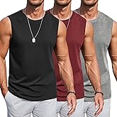 COOFANDY Mens Workout Tank Tops Cotton 3 Pack Soft Gym Muscle Shirt Sleeveless Classic T Shirts