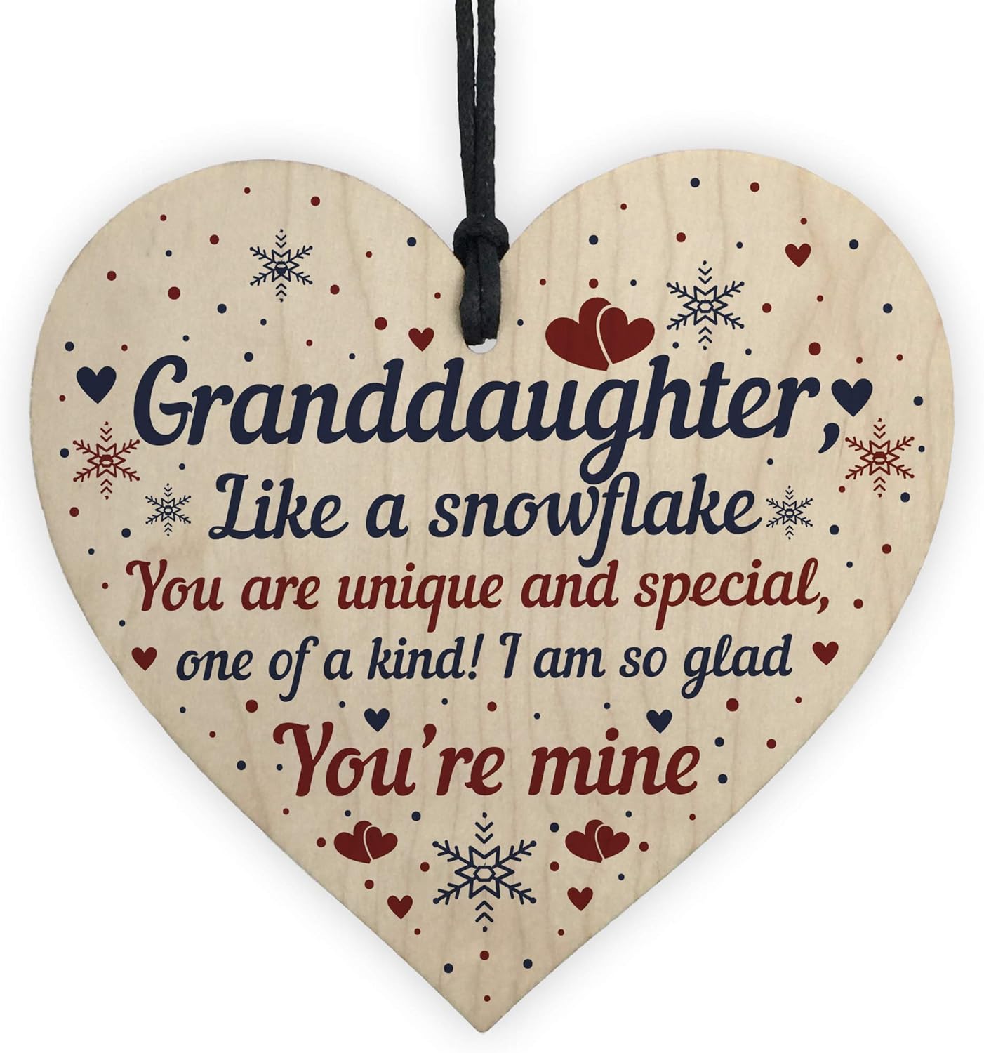 RED OCEAN Granddaughter Ornament Wooden Heart Birthday Christmas Keepsake Gift From Grandparents, 10x10cm