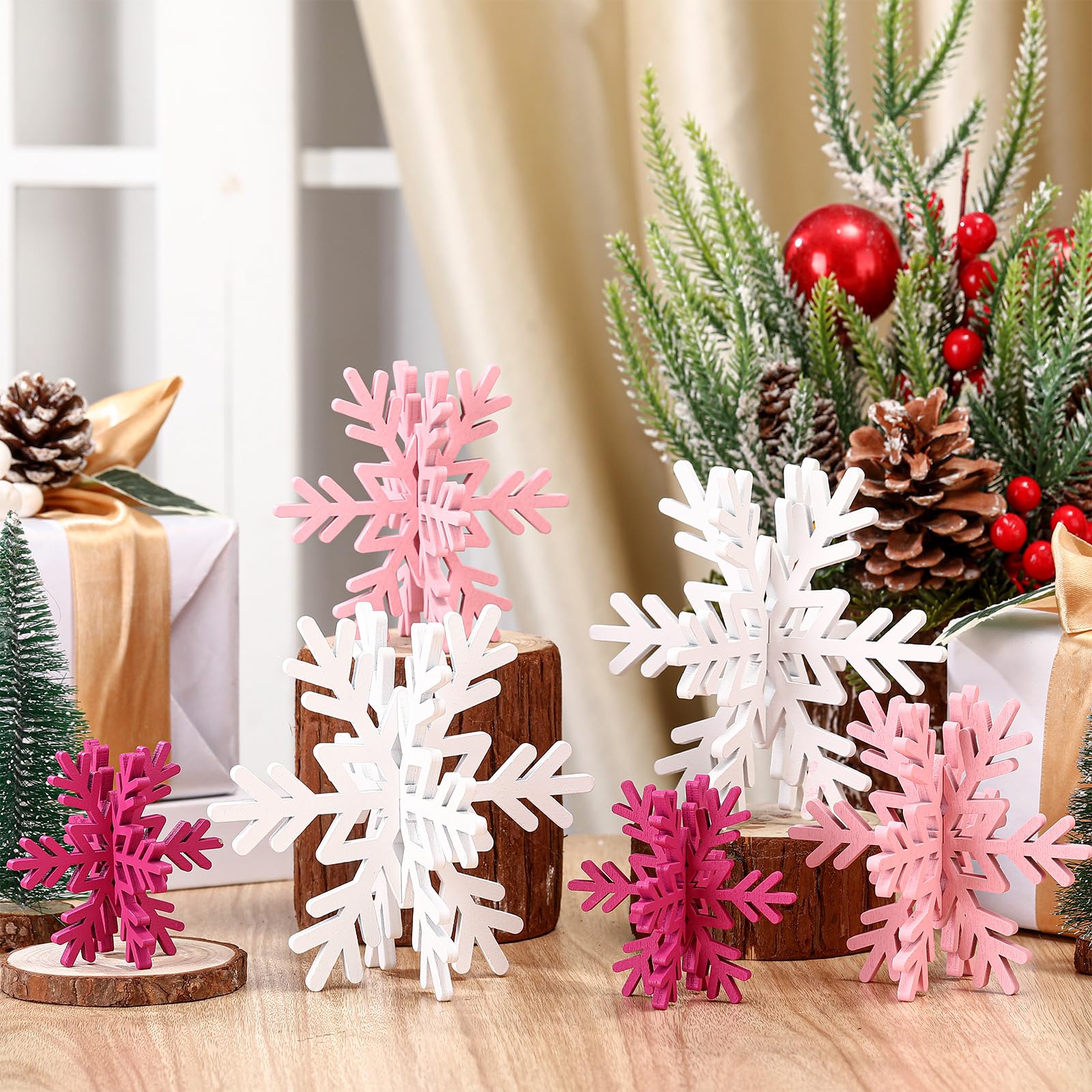 Photo 1 of **MISSING PARTS**
Bucherry 12 Pcs Wooden Snowflake Table Decor 3D Snowflake Tabletop Signs and Centerpiece for Christmas Xmas Winter Wonderland Decorations Home Party(White, Pink, Rose Red)