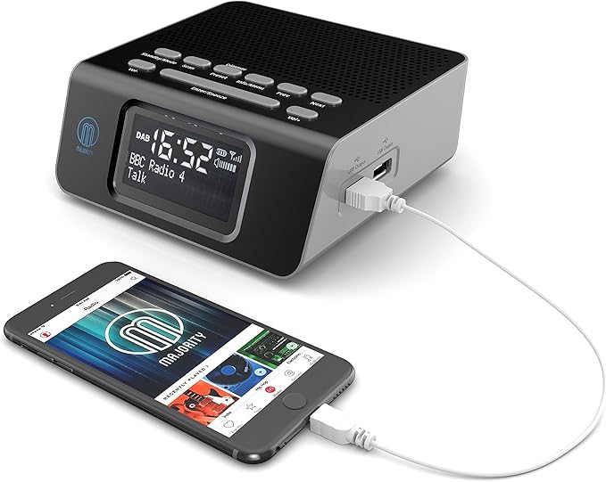 Abbey DAB/DAB+ Bedside Digital FM Radio Alarm Clock / 2 USB Charging