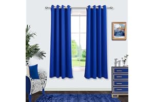 Mrs.Naturall Royal Blue Curtains for Toddler Boys Bedroom Blackout Gamer Curtains for Boys Room 2 Panel Sets,63 Inch Length