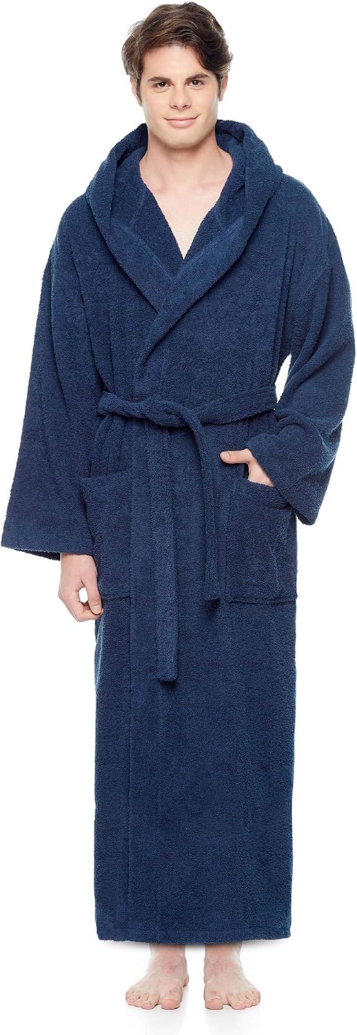 Arus Men's Hooded Classic Bathrobe Turkish Cotton Robe with Full Length Options at  Men’s Clothing store