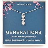 Generations Necklace - Sterling Silver Three Hearts Infinity Gene Necklace for Grandma Mom Granddaughter, Birthday Jewelry Mothers Day Gift