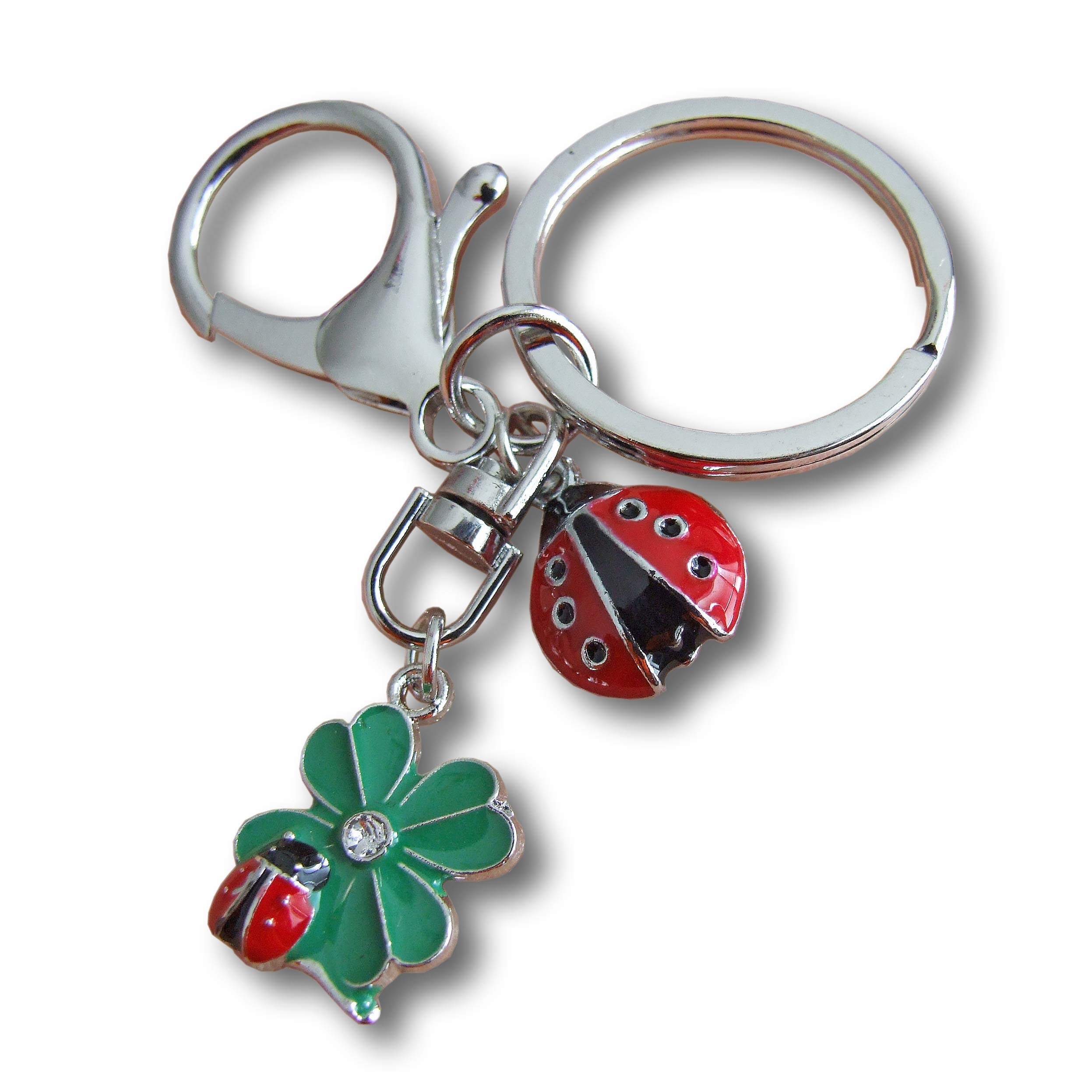 LivelyBuy Lucky Clover with Ladybird Keyring Fortune Cute Charm keychain Unisex Gift