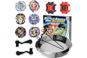 Nuffunx Bay Blade Large Stadium with 6 Burst Spinning Tops Launcher Set, for Age 5 6 7 8 9 10 11 12 Year Olds,Christmas and Birthday Gifts for Kids