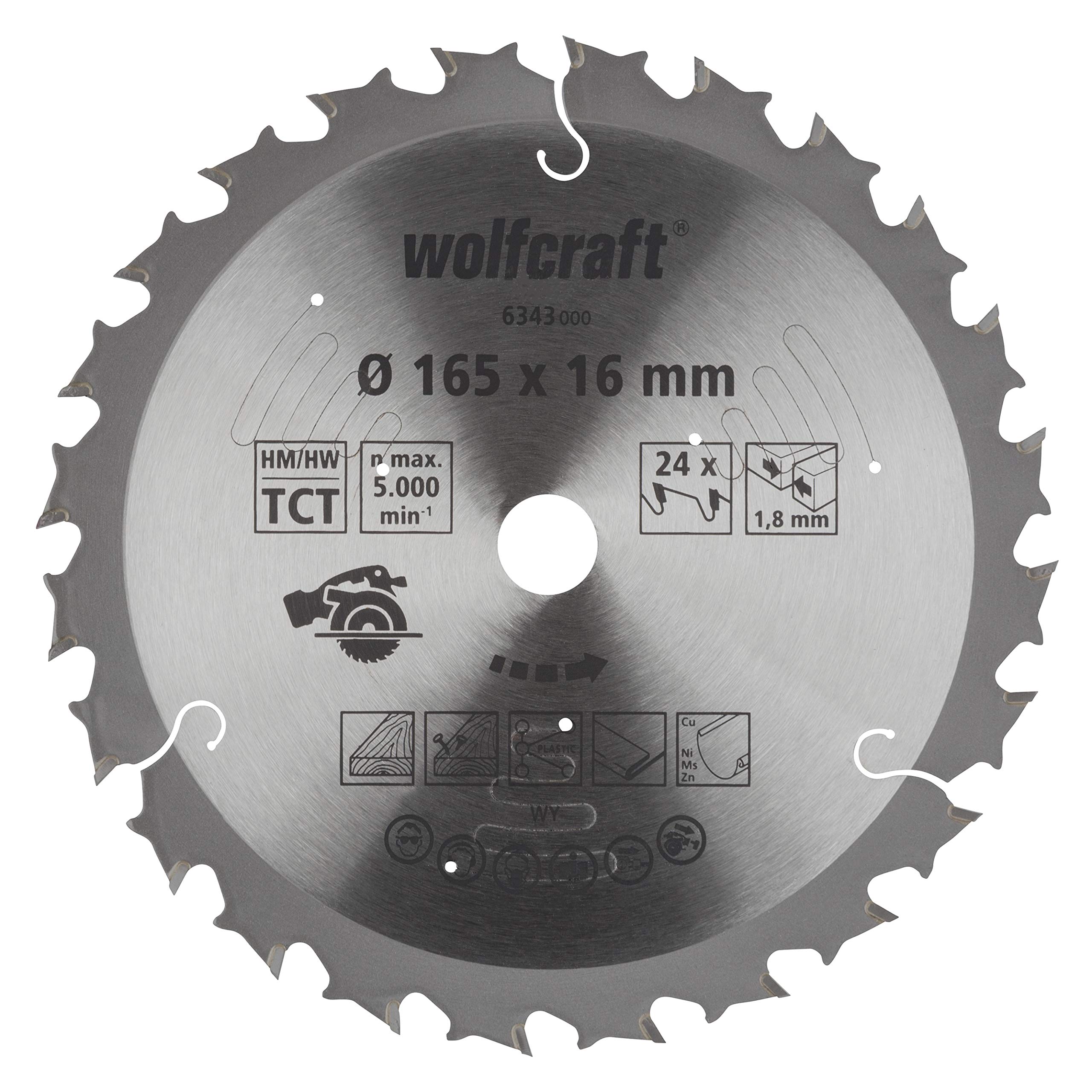 wolfcraft Circular Saw Blade for Cordless Circular Hand Saws, purple series I 6343000 I Fast, medium-coarse cuts