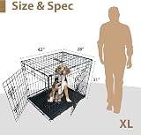 Ellie-Bo Black Standard XL 42-Inch Folding 2-Door Dog Crate with Tray view 6
