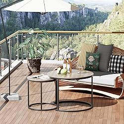 aboxoo Coffee Table Nesting Side Round Table Set of