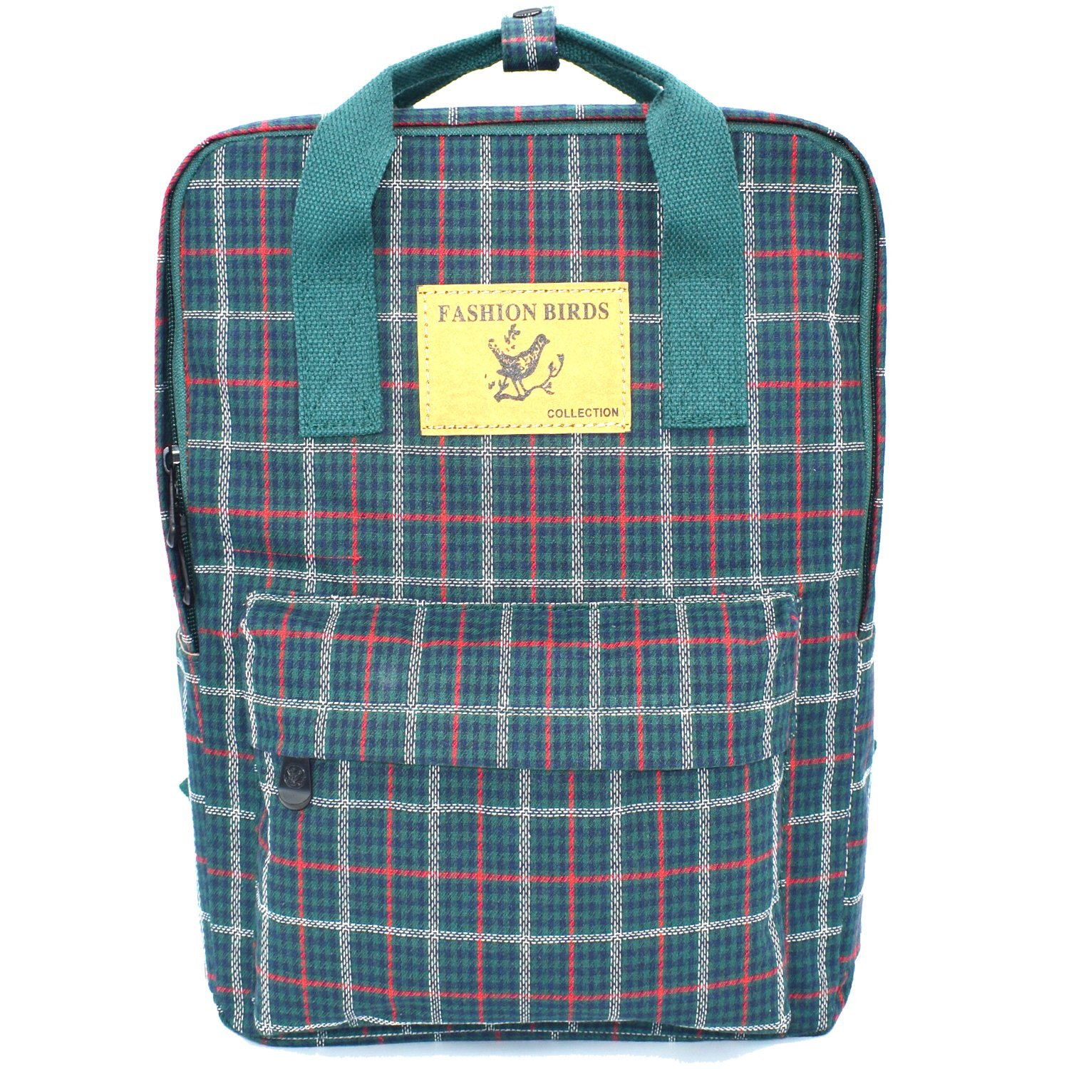 Micoop Large Size Waterproof Check Pattern School Backpack Travel Outing Dayback for Women and Girls (Green)