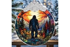 Bigfoot Stained Glass Orament - Christmas Ornament - Christmas Decorations for Tree - Holiday Present ldeas - Gift ExchangeJo