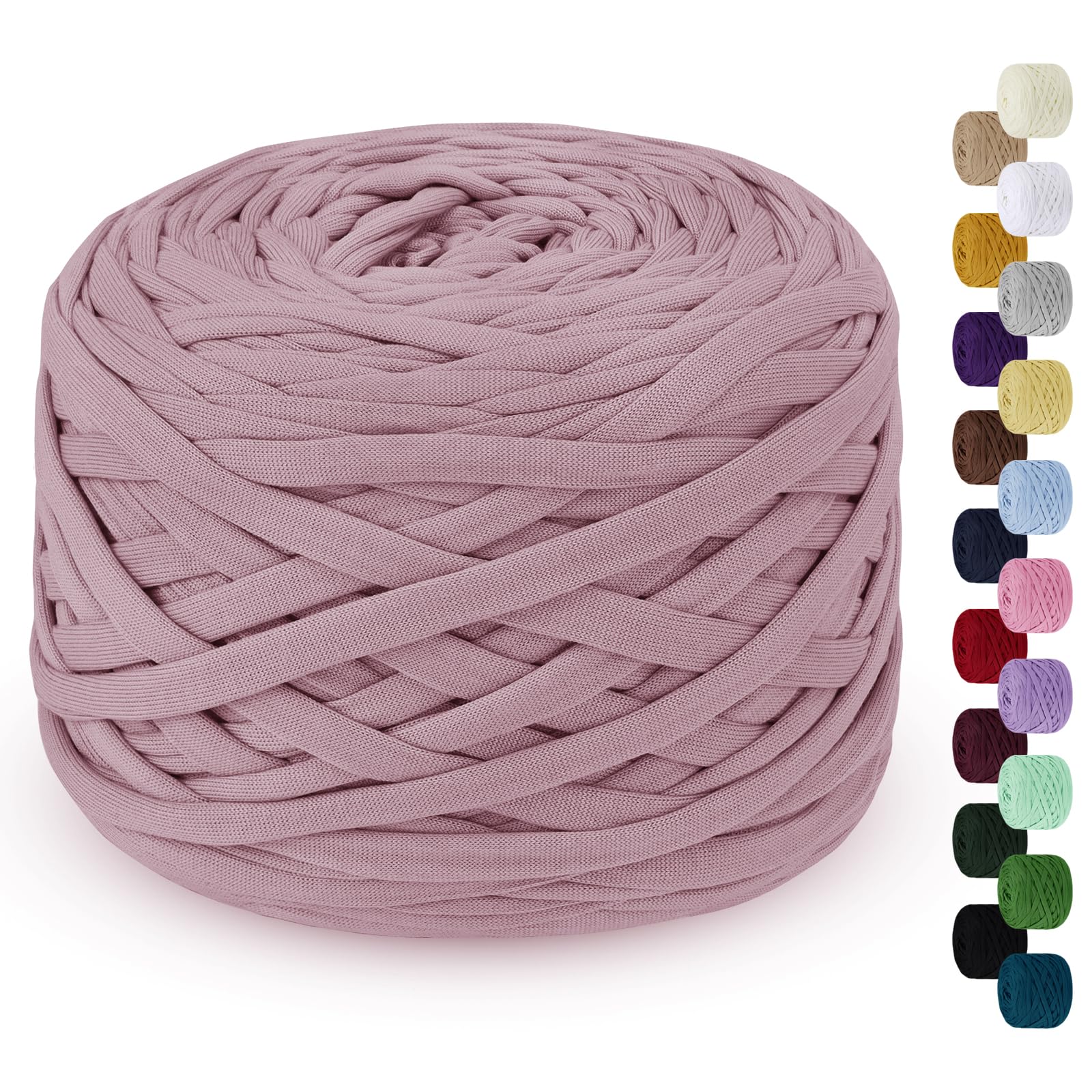 LEREATI 285g T-Shirt Yarn for Crocheting Elastic Ribbon Thick Fabric, Knitting T-Shirt Yarn for Bags, Blankets, Baskets, DIY Home Decor (Flesh Pink)