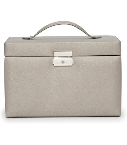 Amazon.com: WOLF Heritage Large Jewelry Box, Pewter Saffiano - 27